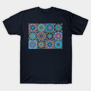 Moroccan arabic oriental tile pattern Blue T-Shirt